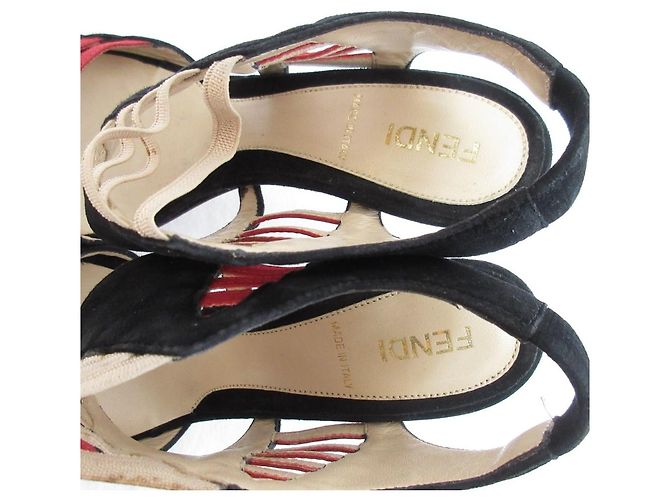 Fendi Wildleder High Heel Sandalen Schwarz - Ansicht 5