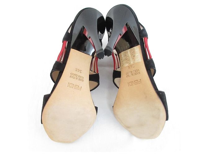 Fendi Wildleder High Heel Sandalen Schwarz - Ansicht 6