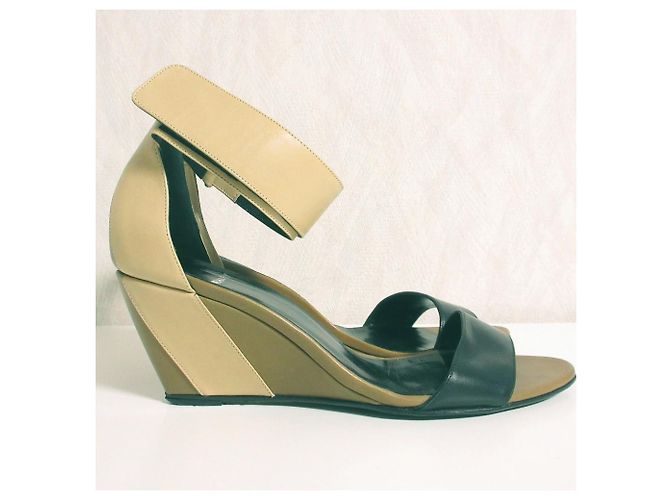 Autre Marque Sandali wedge color block Pierre Hardy Nero Beige - vista 3