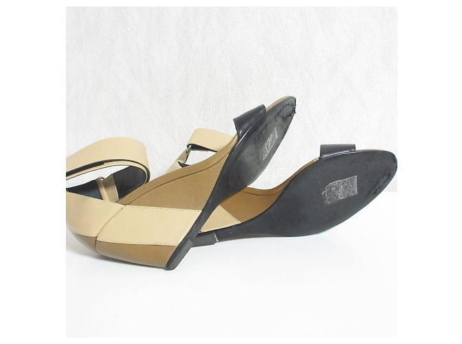 Autre Marque Sandali wedge color block Pierre Hardy Nero Beige - vista 7