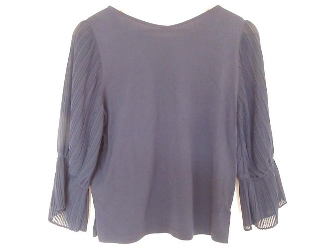 Autre Marque Pullover con maniche in chiffon liscio a torsione alta Kumikyoku Blu Blu navy - vista 2