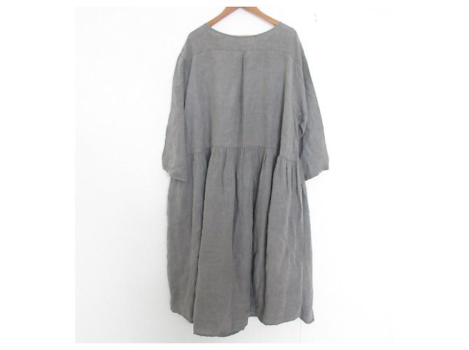Autre Marque Vestido de algodão com pregas e mudança de estilo Cinza - vista 2