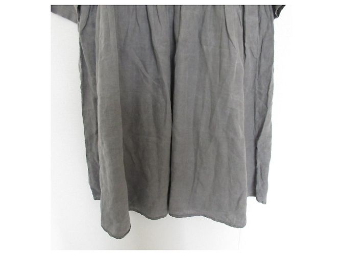 Autre Marque Vestido de algodão com pregas e mudança de estilo Cinza - vista 4