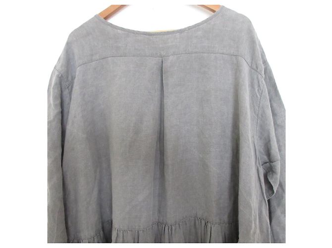 Autre Marque Vestido de algodão com pregas e mudança de estilo Cinza - vista 5