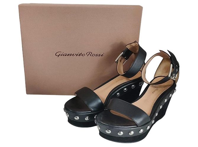 Autre Marque Sandali con zeppa in pelle chiodati Gianvito Rossi Nero - vista 11