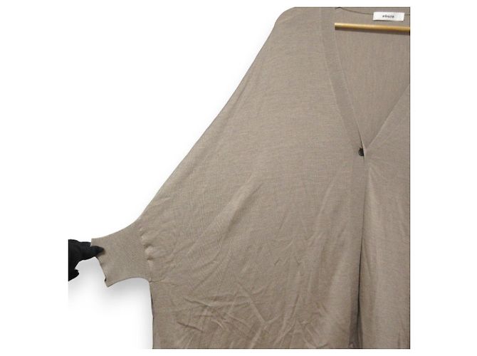 Autre Marque Cardigan lungo in seta e cashmere ebure Beige - vista 5
