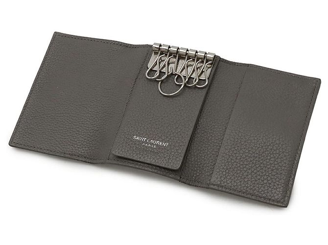Yves Saint Laurent Saint Laurent Paris Leather Key Case Grey - view 5