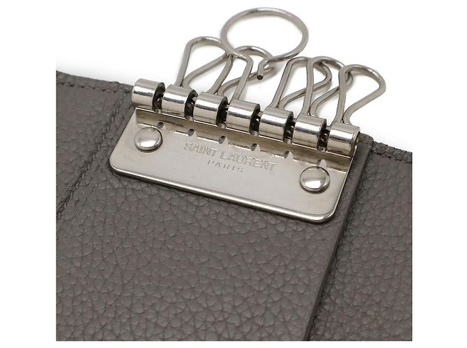 Yves Saint Laurent Saint Laurent Paris Leather Key Case Grey - view 7