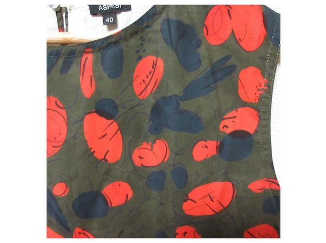 Autre Marque Aspesi Kleid Rot Grün Khaki Marineblau - Ansicht 3