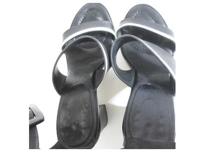 Autre Marque MAX&Co. Leder Chunky Heel Riemchensandalen Schwarz - Ansicht 5