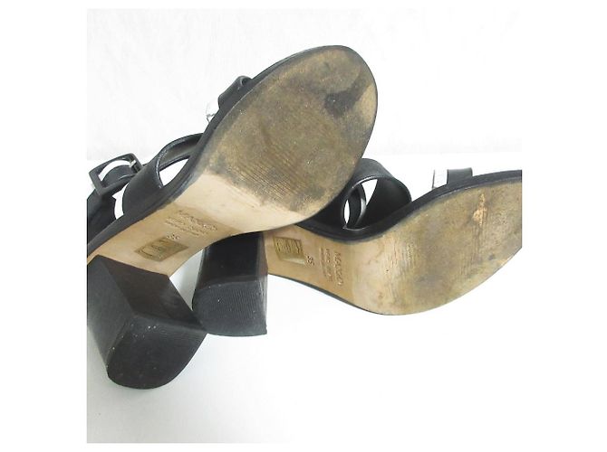 Autre Marque MAX&Co. Leder Chunky Heel Riemchensandalen Schwarz - Ansicht 6