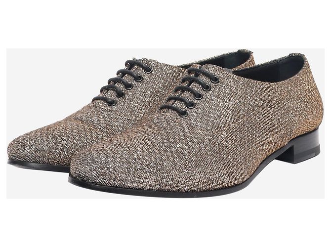 Saint Laurent Glitzernde goldene Schnürschuhe - Größe EU 38,5 - Ansicht 2