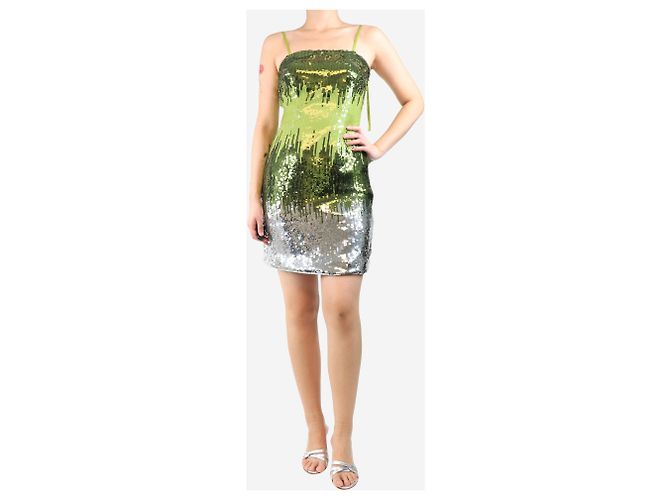 Autre Marque Grünes Pailletten-Minikleid - Größe UK 8 - Ansicht 3