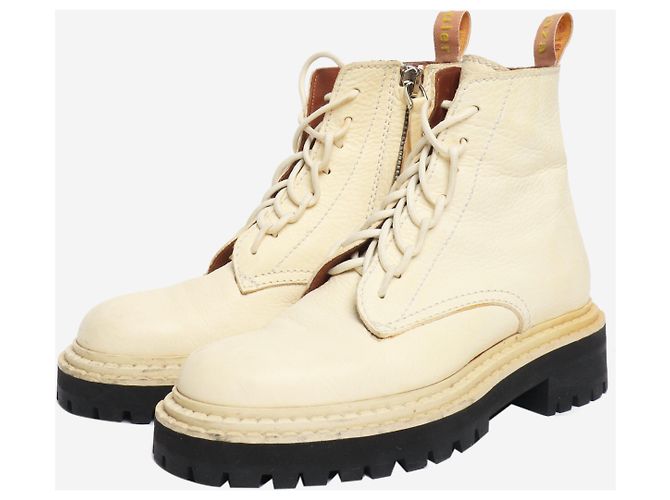Proenza Schouler Creme Kampfstiefel mit Profilsohle - Größe EU 37 (UK 4) Roh - Ansicht 2