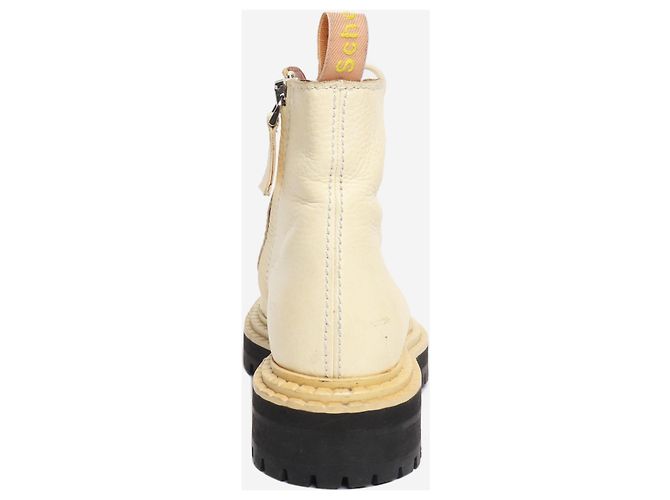 Proenza Schouler Creme Kampfstiefel mit Profilsohle - Größe EU 37 (UK 4) Roh - Ansicht 3