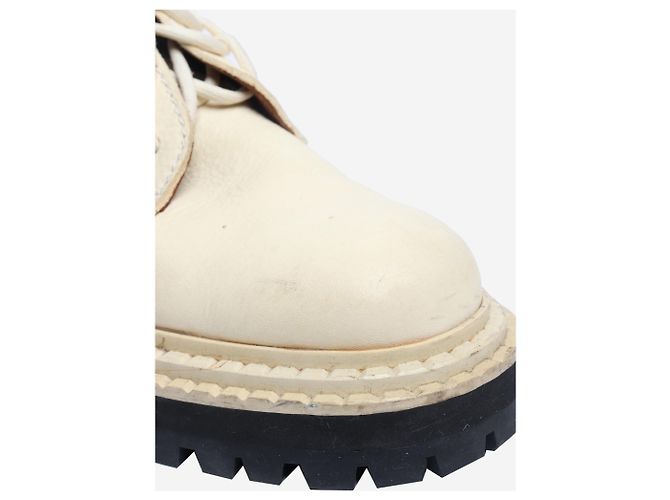 Proenza Schouler Creme Kampfstiefel mit Profilsohle - Größe EU 37 (UK 4) Roh - Ansicht 4