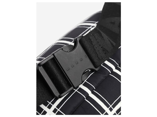 Marni Borsa a tracolla in nylon a quadri bianco e nero - vista 3