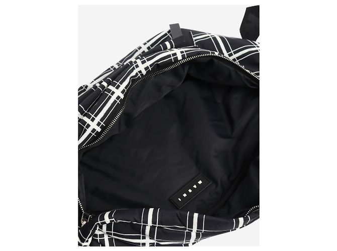 Marni Borsa a tracolla in nylon a quadri bianco e nero - vista 4