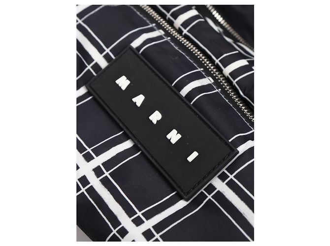 Marni Borsa a tracolla in nylon a quadri bianco e nero - vista 5