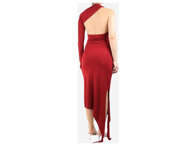 Courreges Rotes Streifen-Midi-Kleid - Größe L - Ansicht 2
