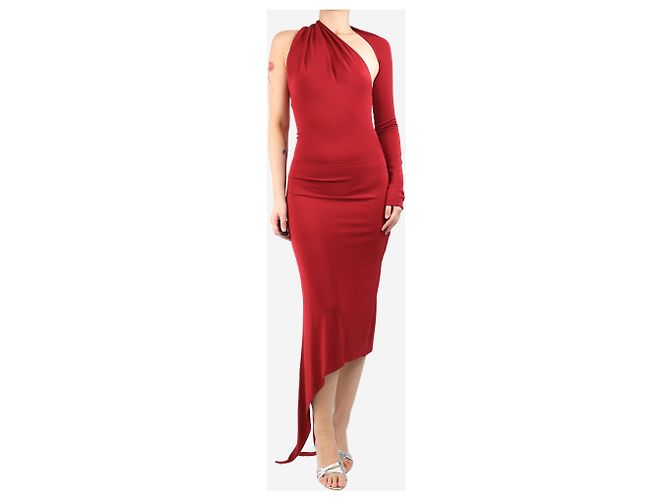Courreges Rotes Streifen-Midi-Kleid - Größe L - Ansicht 3