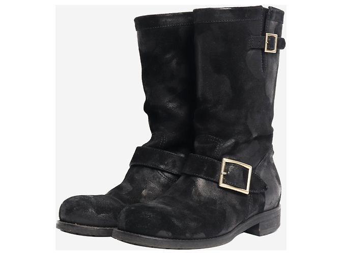 Jimmy Choo Black distressed effect suede boots - size EU 39 (UK 6) - view 2