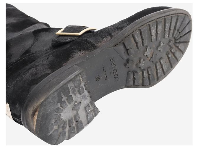 Jimmy Choo Black distressed effect suede boots - size EU 39 (UK 6) - view 5