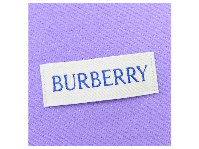 Sciarpa in Lana e Seta con Frange e Logo BURBERRY Crudo Porpora - vista 6