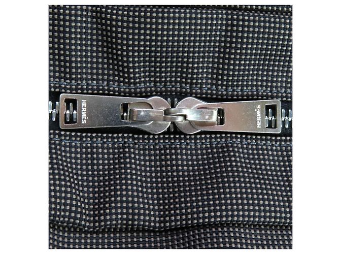Hermès Hermes Air Line MM Graue Canvas Tote Bag Braun - Ansicht 12