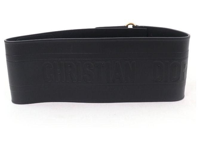Cinto de couro maxi D-WAIST com dupla fivela dourada Christian Dior Preto - vista 2