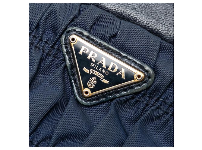 Bolsa transversal Prada em tessuto gaufre azul Azul marinho - vista 5