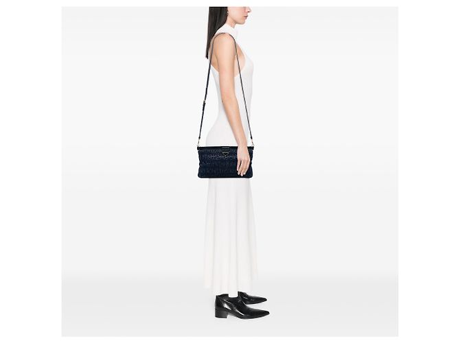 Bolsa transversal Prada em tessuto gaufre azul Azul marinho - vista 6