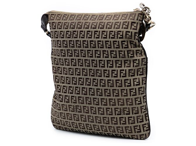 Fendi Brauner Zucchino Canvas Umhängetasche Hellbraun - Ansicht 2