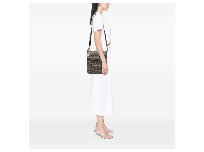 Fendi Brauner Zucchino Canvas Umhängetasche Hellbraun - Ansicht 7