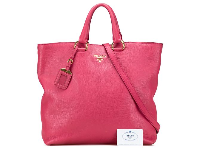 Borsa tote aperta e convertibile in vitello daino rosa Prada - vista 10