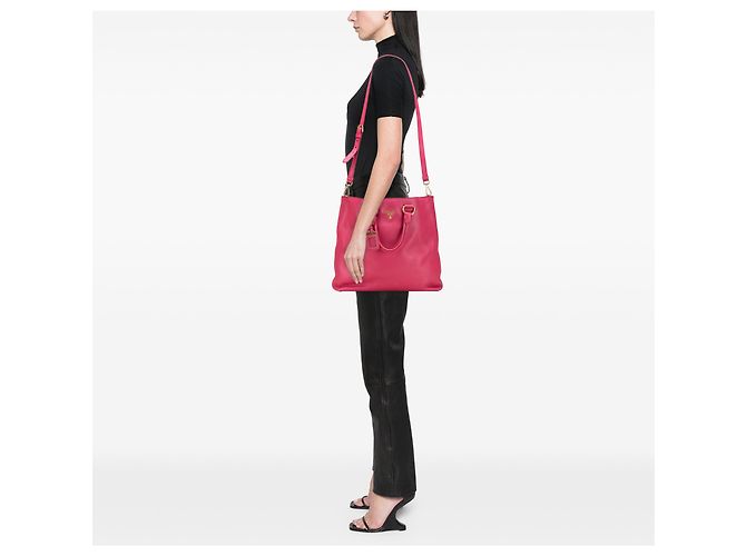 Borsa tote aperta e convertibile in vitello daino rosa Prada - vista 9