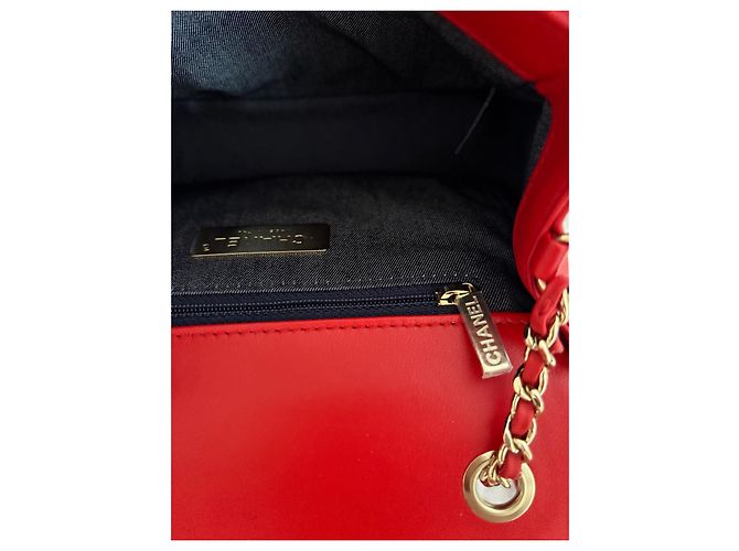 Borsa Chanel Flat Rossa in Pelle d'Agnello Rosso - vista 13