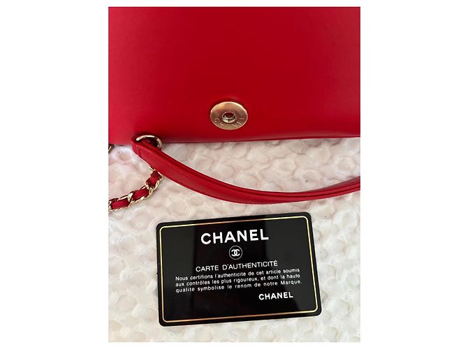 Borsa Chanel Flat Rossa in Pelle d'Agnello Rosso - vista 4