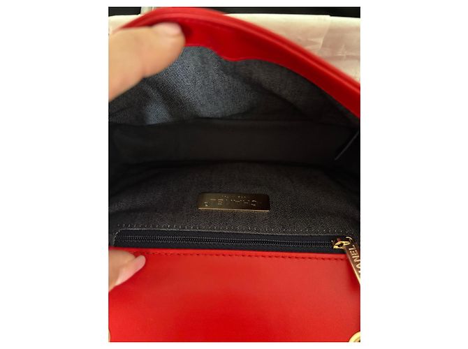 Borsa Chanel Flat Rossa in Pelle d'Agnello Rosso - vista 6