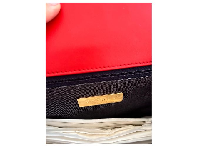 Borsa Chanel Flat Rossa in Pelle d'Agnello Rosso - vista 9