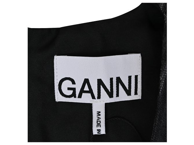 Ganni Twist-Front Jacquard Mini-Kleid aus recyceltem Polyester in Dunkelgrau - Ansicht 4