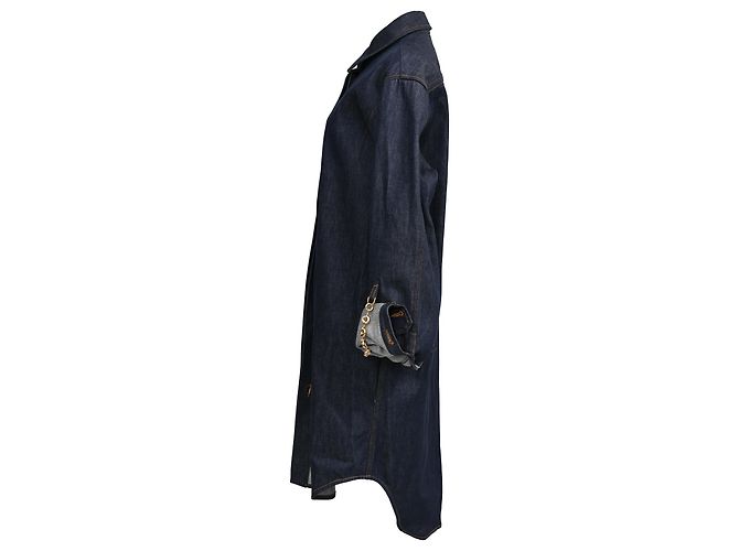 Camicia in denim blu navy con rifinitura a catena Loewe - vista 2