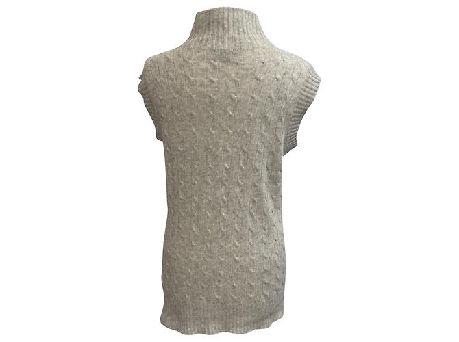 Grauer Rollkragen-Strickpullover ohne Ärmel von Burberry London - Ansicht 3