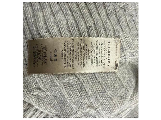 Grauer Rollkragen-Strickpullover ohne Ärmel von Burberry London - Ansicht 5