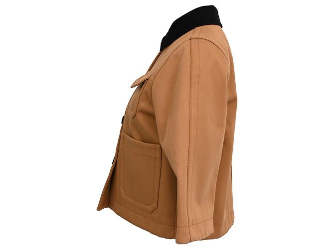 Chaqueta corta de manga corta en algodón marrón con cuello de pana Loewe Castaño Roja - vista 2