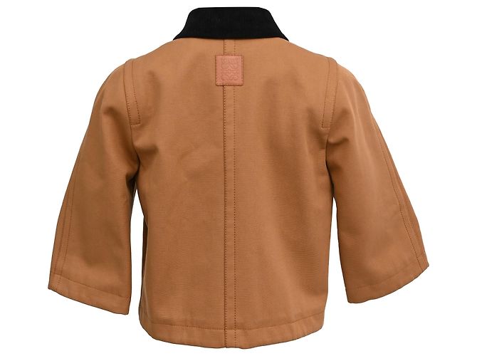 Chaqueta corta de manga corta en algodón marrón con cuello de pana Loewe Castaño Roja - vista 3