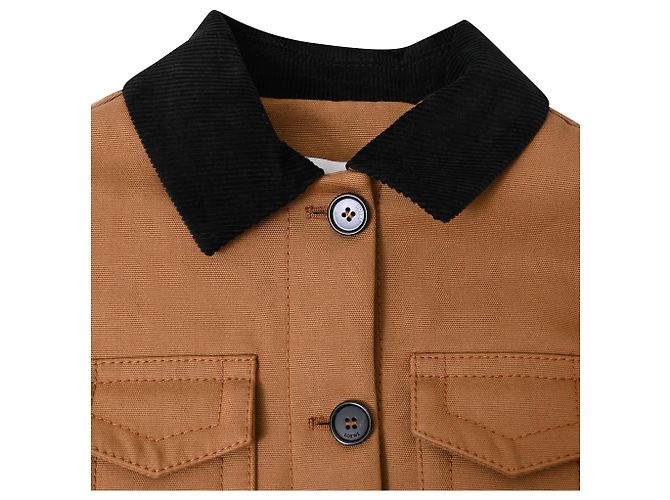 Chaqueta corta de manga corta en algodón marrón con cuello de pana Loewe Castaño Roja - vista 4