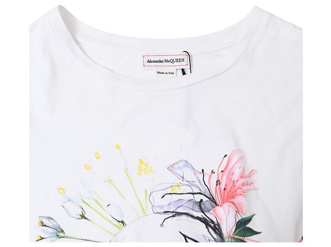 Camiseta de algodón blanco con estampado de calavera Alexander McQueen - vista 4