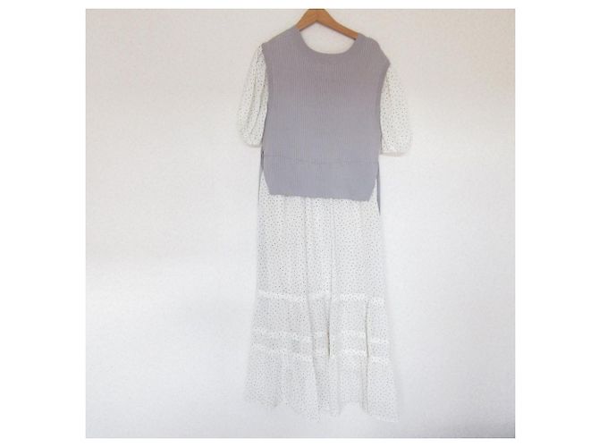 Autre Marque Langes Strickkleid JILL von JILLSTUART Weiß Grau - Ansicht 2