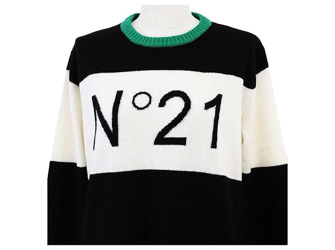 Autre Marque N21 Wollpullover Schwarz Grün Roh - Ansicht 2